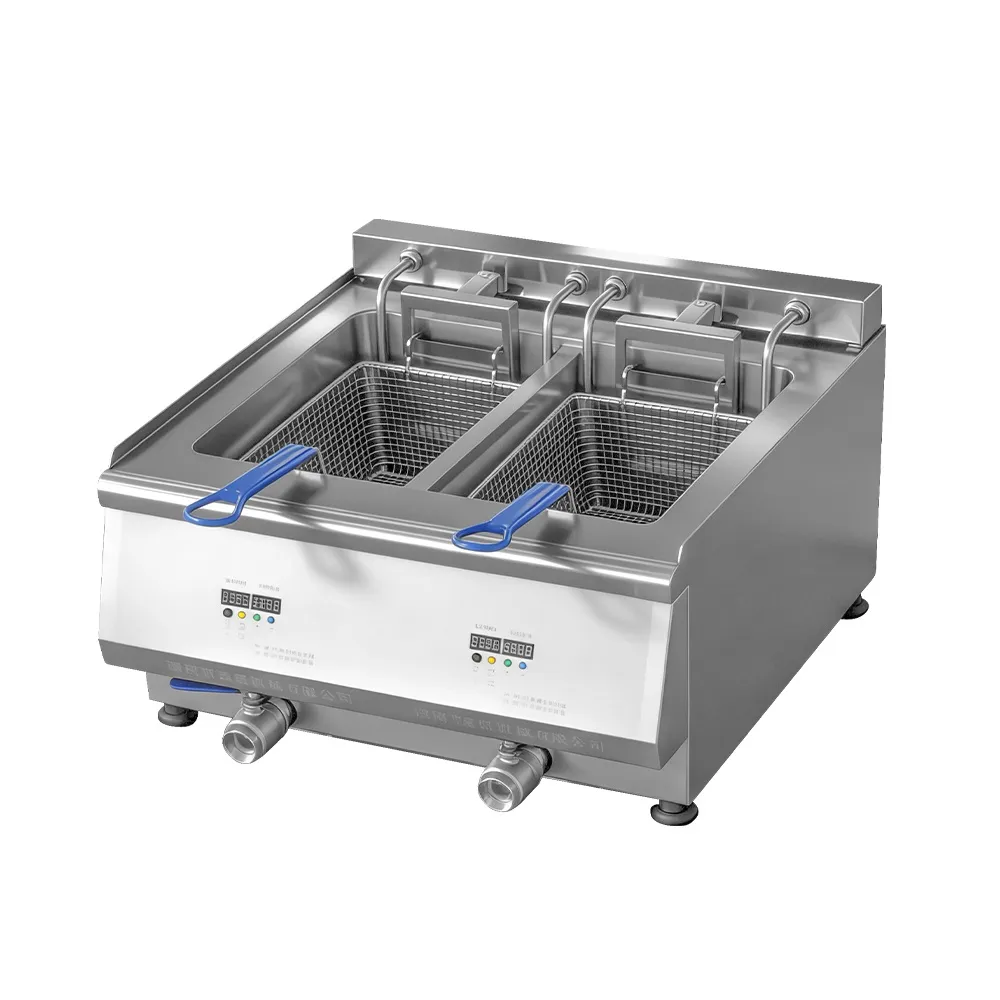 Seta profunda de elevación automática del rollo de primavera del cerdo crujiente de las patatas fritas de la freidora comercial de 230 ℃ con el sistema del control de la temperatura - Freidora profunda - foodmachtech