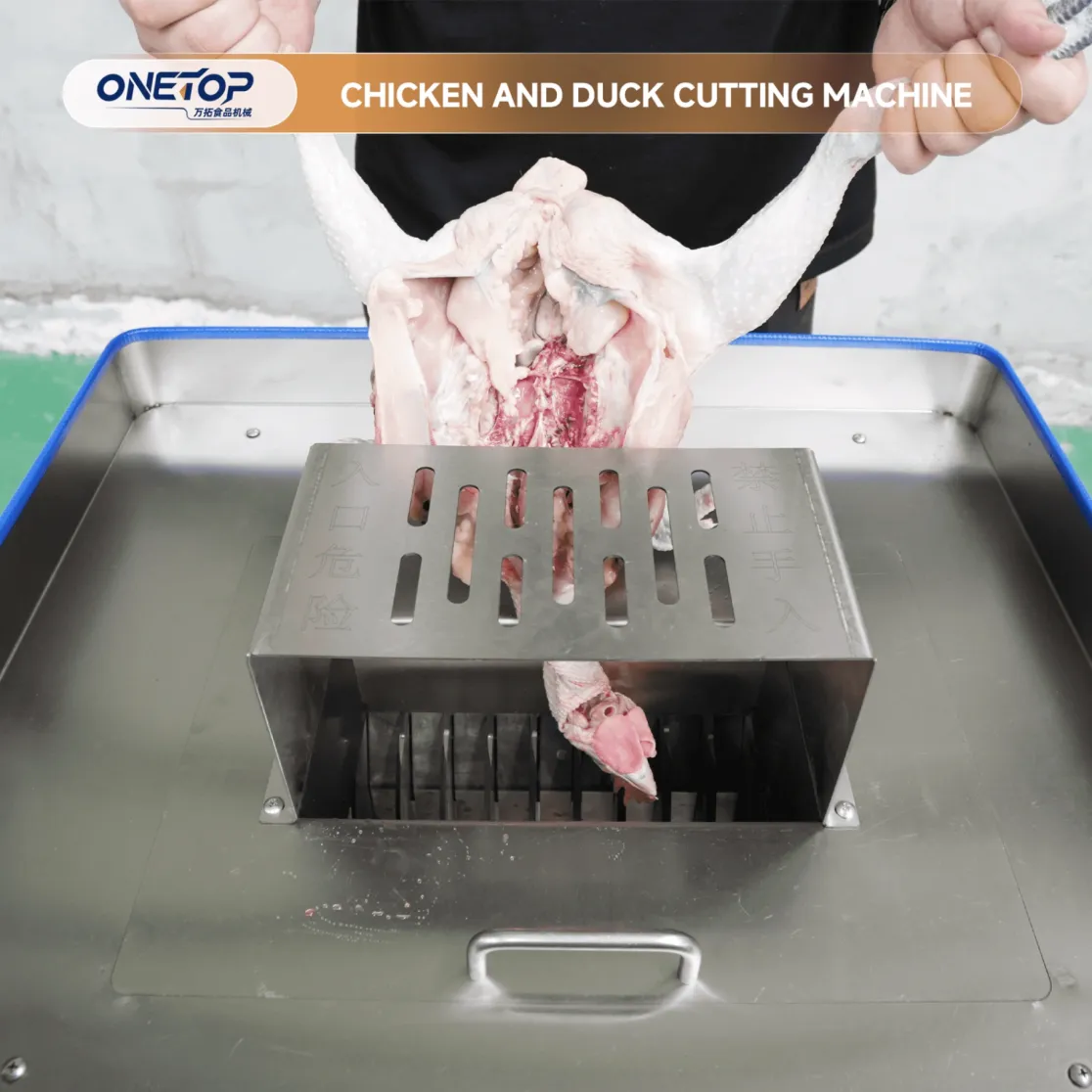 El cortador de pollo y pato totalmente automático tiene un motor de alta potencia y corta suavemente - Máquina de corte de cubo de carne - foodmachtech