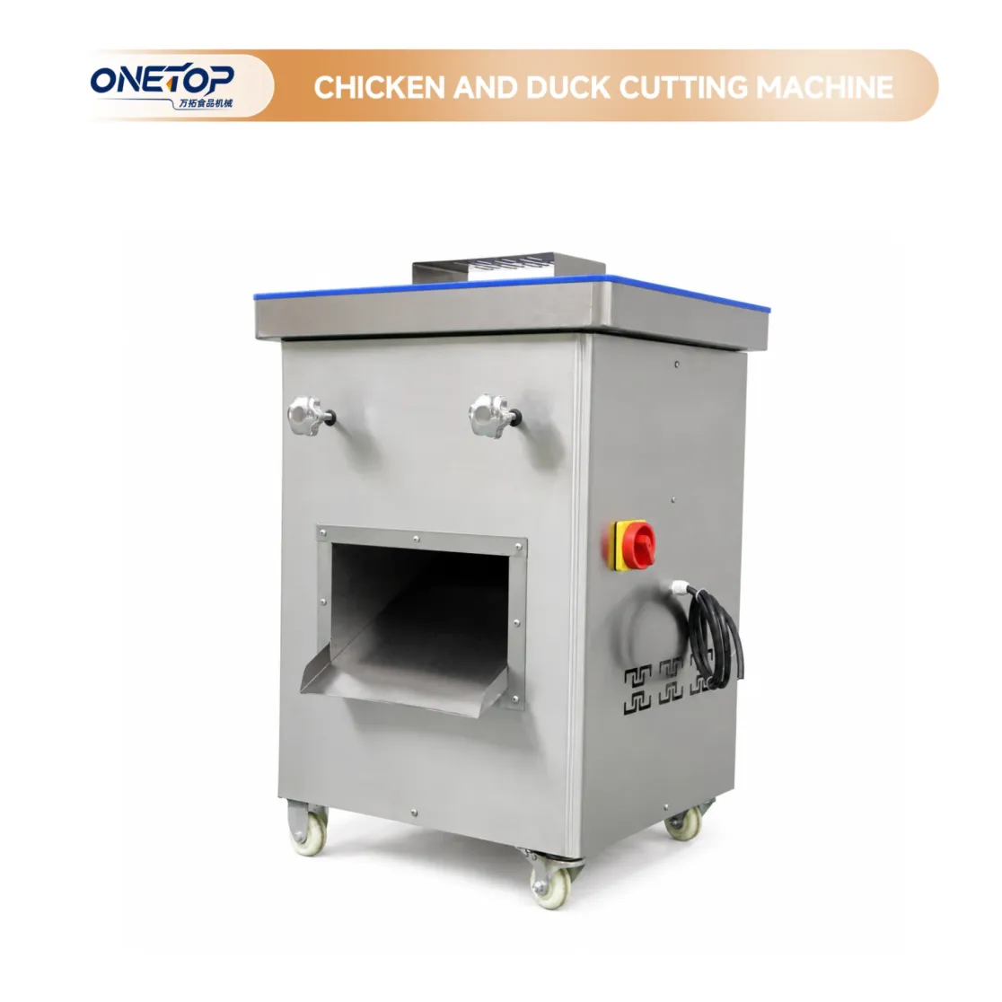 El cortador de pollo y pato totalmente automático tiene un motor de alta potencia y corta suavemente - Máquina de corte de cubo de carne - foodmachtech