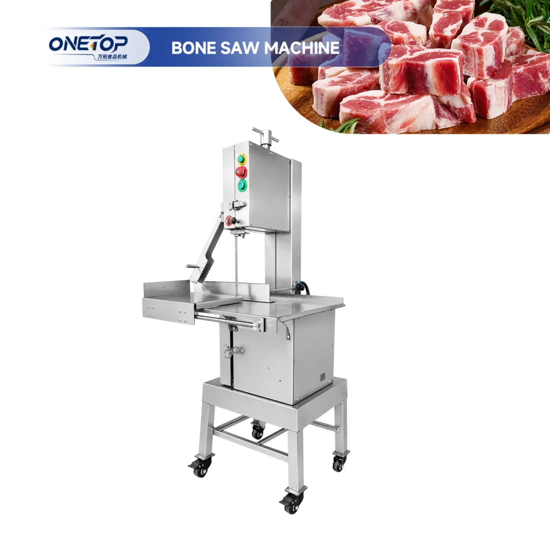 Eléctrica comercial Acero inoxidable hueso Sierra para cortar carne de cerdo congelada y carne de res filetes - Máquina de sierra de hueso - foodmachtech