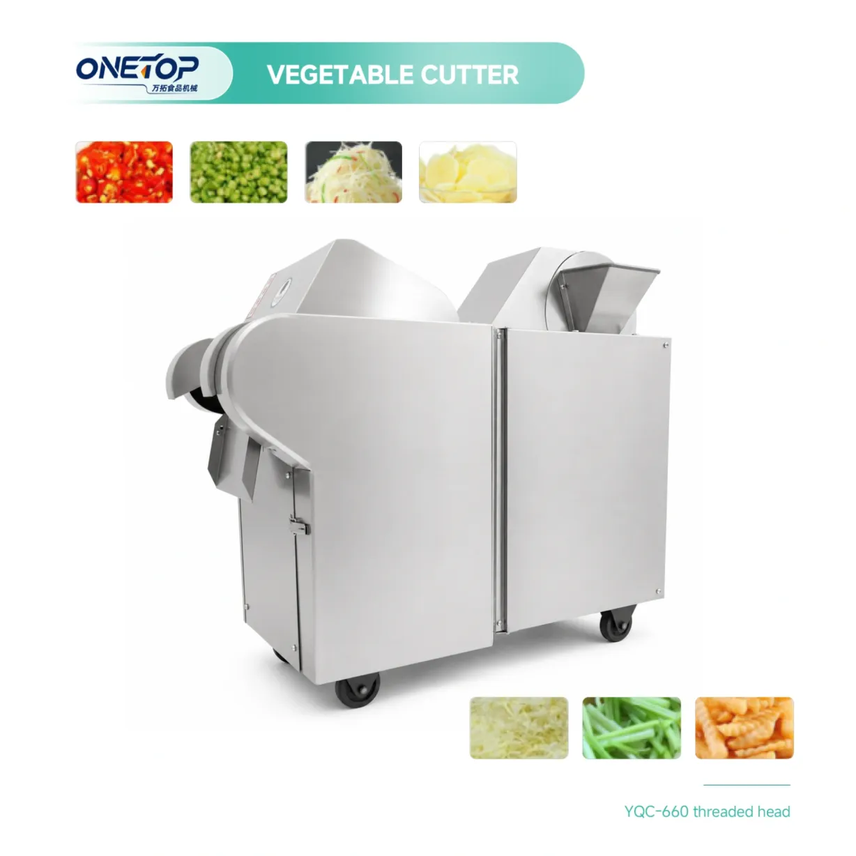 Máy cắt rau củ YQC-660 tự động hoàn toàn dễ sử dụng và phù hợp với tất cả các loại rễ, thân và rau lá - Dụng cụ cắt rau củ - foodmachtech