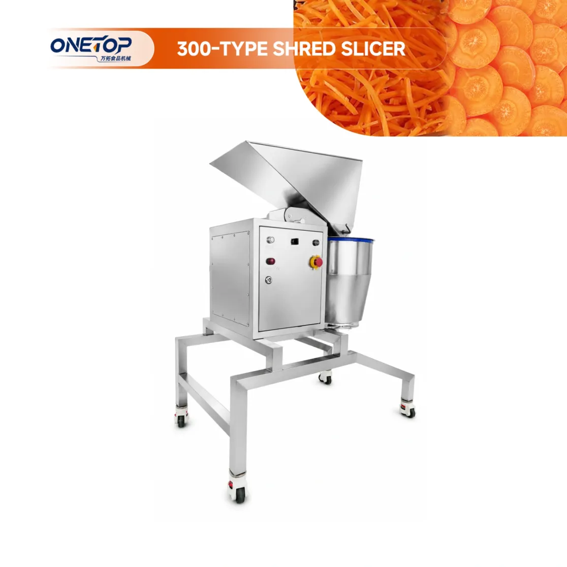 Slicer e triturador de aço inoxidável totalmente automático tipo 300 - Máquina corte Julienne - foodmachtech