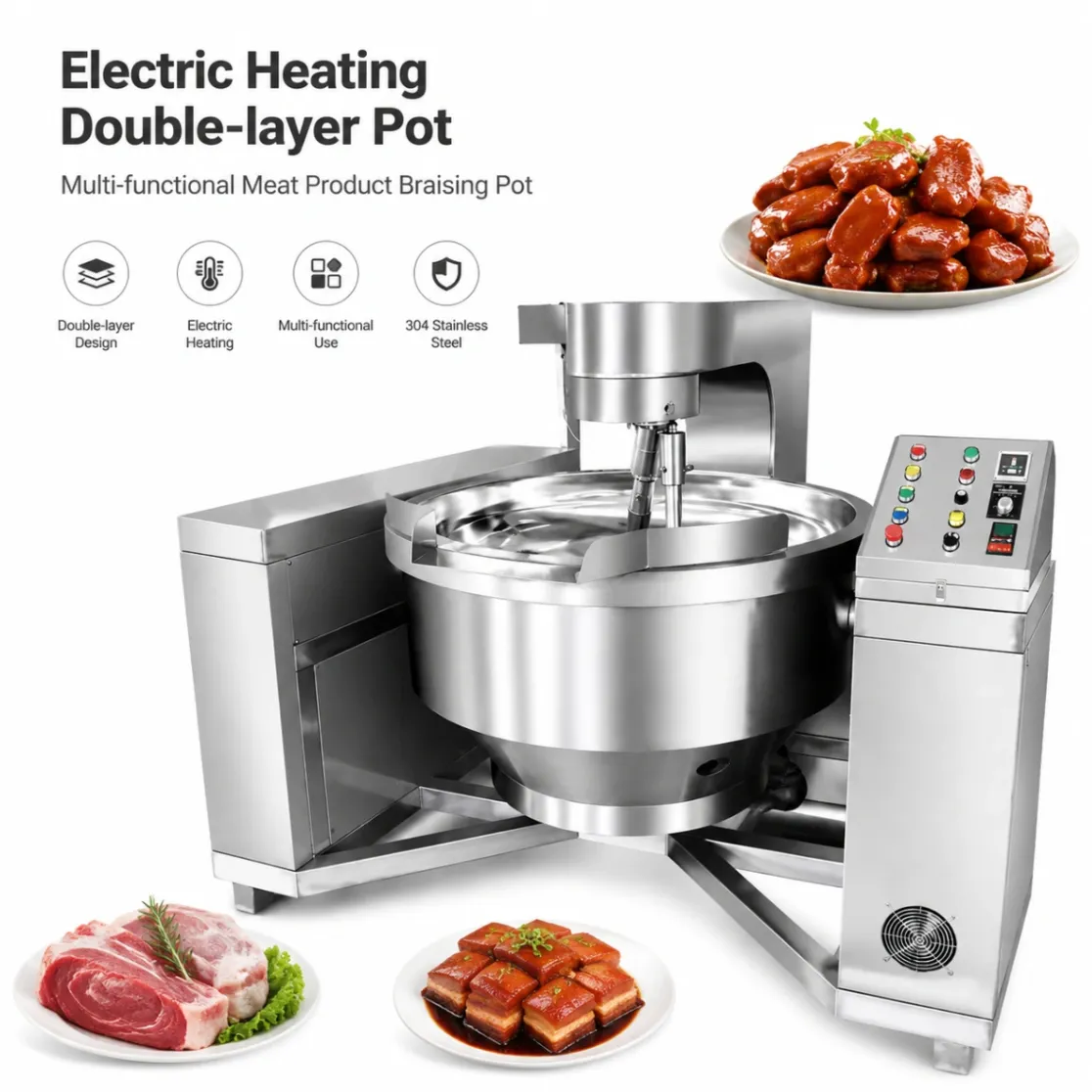 Electric heating double-layer pot multi-functional meat product braising pot - Wok - foodmachtech