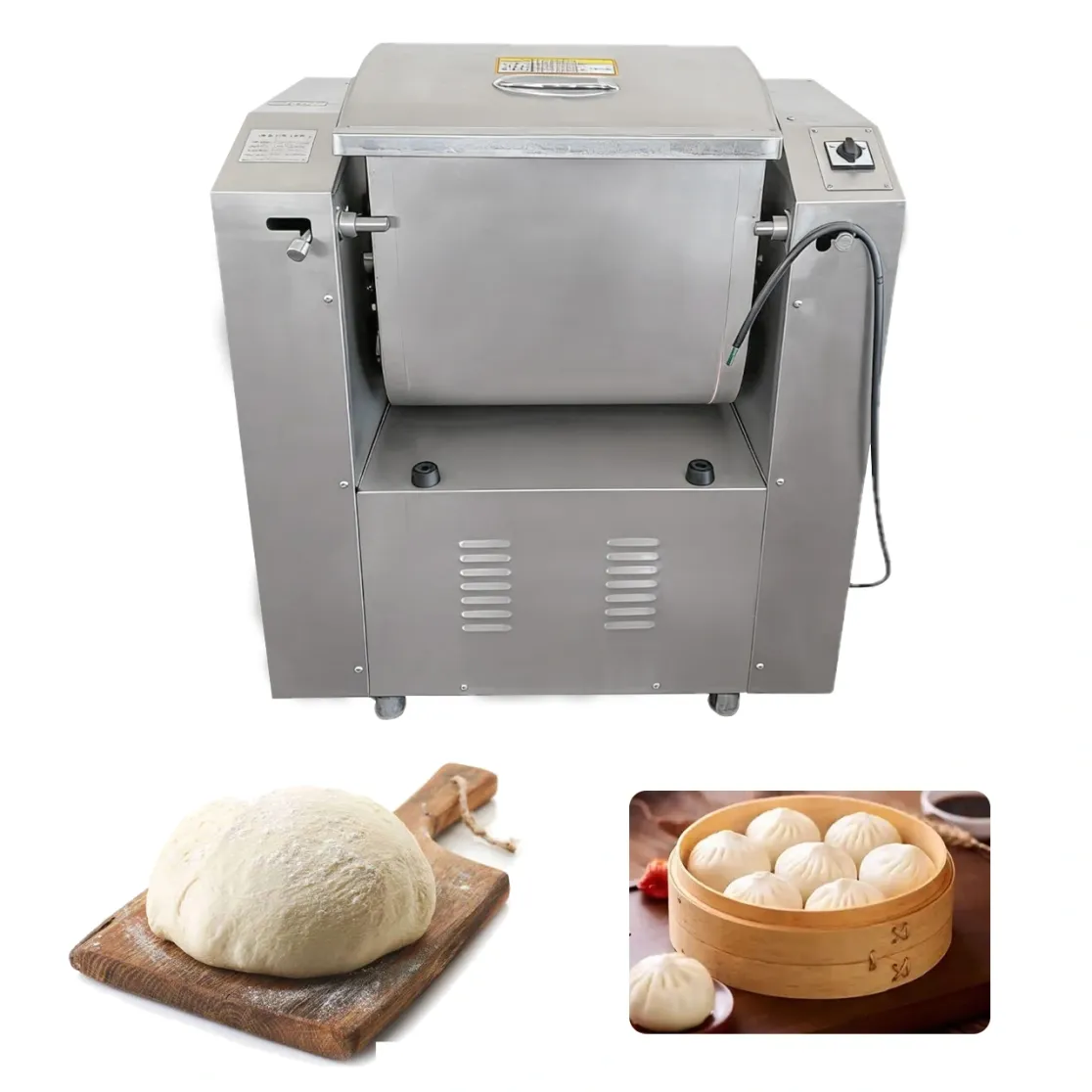 Fully Automatic Large/Small Commercial Silent Dough Mixer Stainless Steel Bun Shop Kneading Machine Flour Mixing Machine - Dough Mixer - foodmachtech