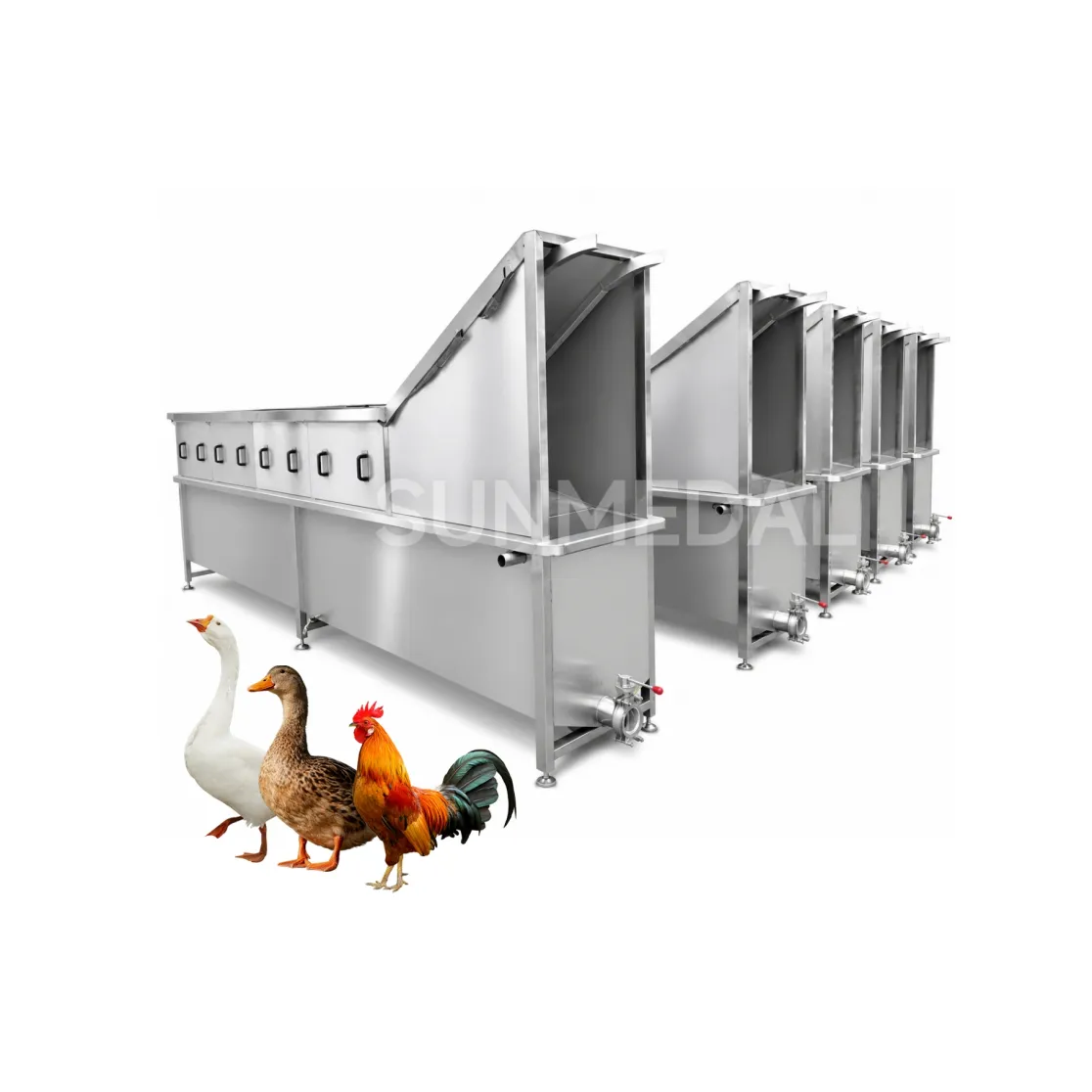 Equipo de escaldado de recirculación tipo spray (escaldador) para sacrificar pollos, patos y gansos en línea de ensamblaje de gran volumen - Máquina de escaldado de aves de corral - foodmachtech