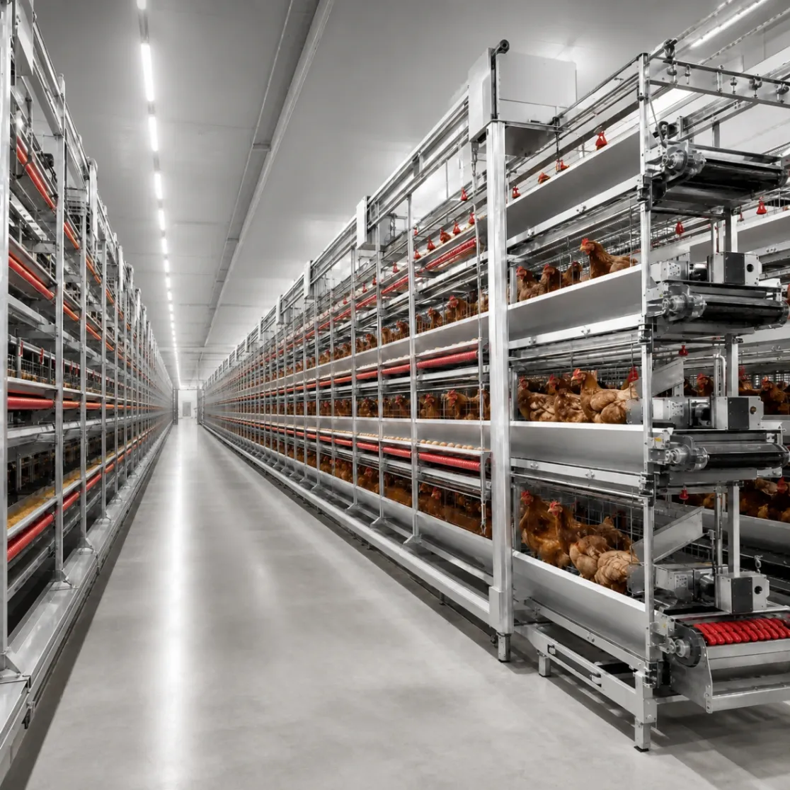 Four-tier automated laying hen cages are suitable for poultry farms - معدات دواجن الطبقات - foodmachtech