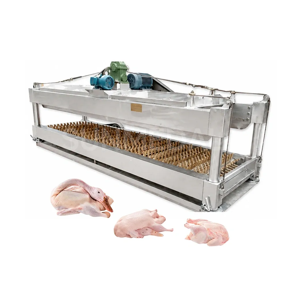 La máquina de desplumado horizontal de cama plana P/WTJ-900 es adecuada para desplumar pollos y patos sacrificados - Máquina de desplumado de aves de corral - foodmachtech