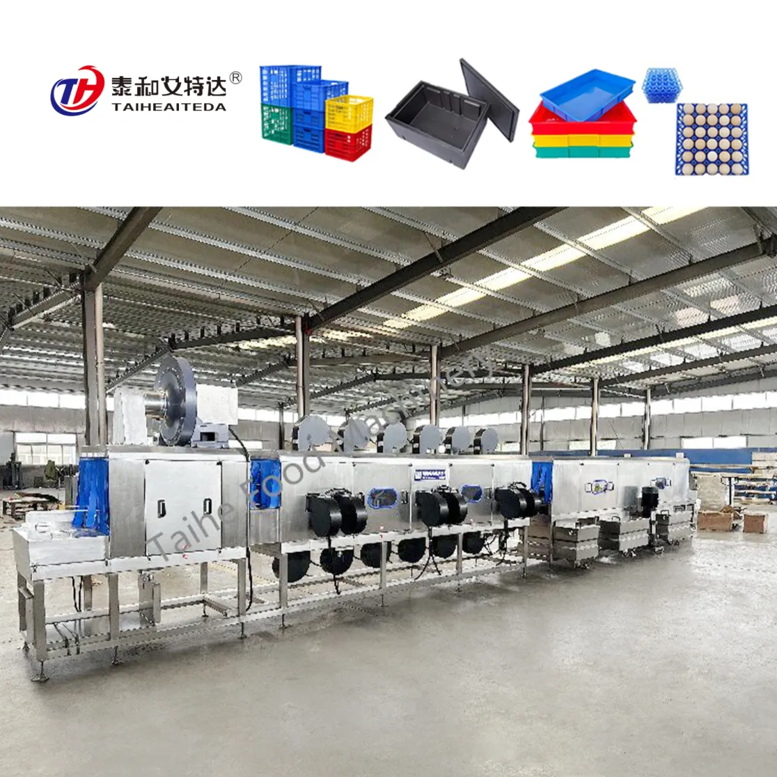 Automático comercial plástico bandeja plana macarrão caixa túnel máquina de lavar roupa rotatividade cesta limpeza máquina - Lavagem do túnel - foodmachtech