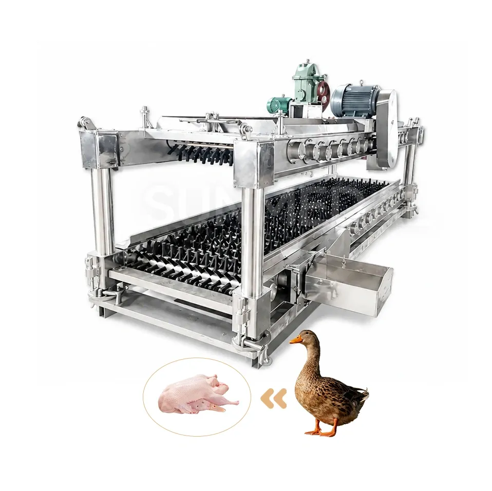 La máquina de desplumado horizontal de cama plana P/WTJ-900 es adecuada para desplumar pollos y patos sacrificados - Máquina de desplumado de aves de corral - foodmachtech