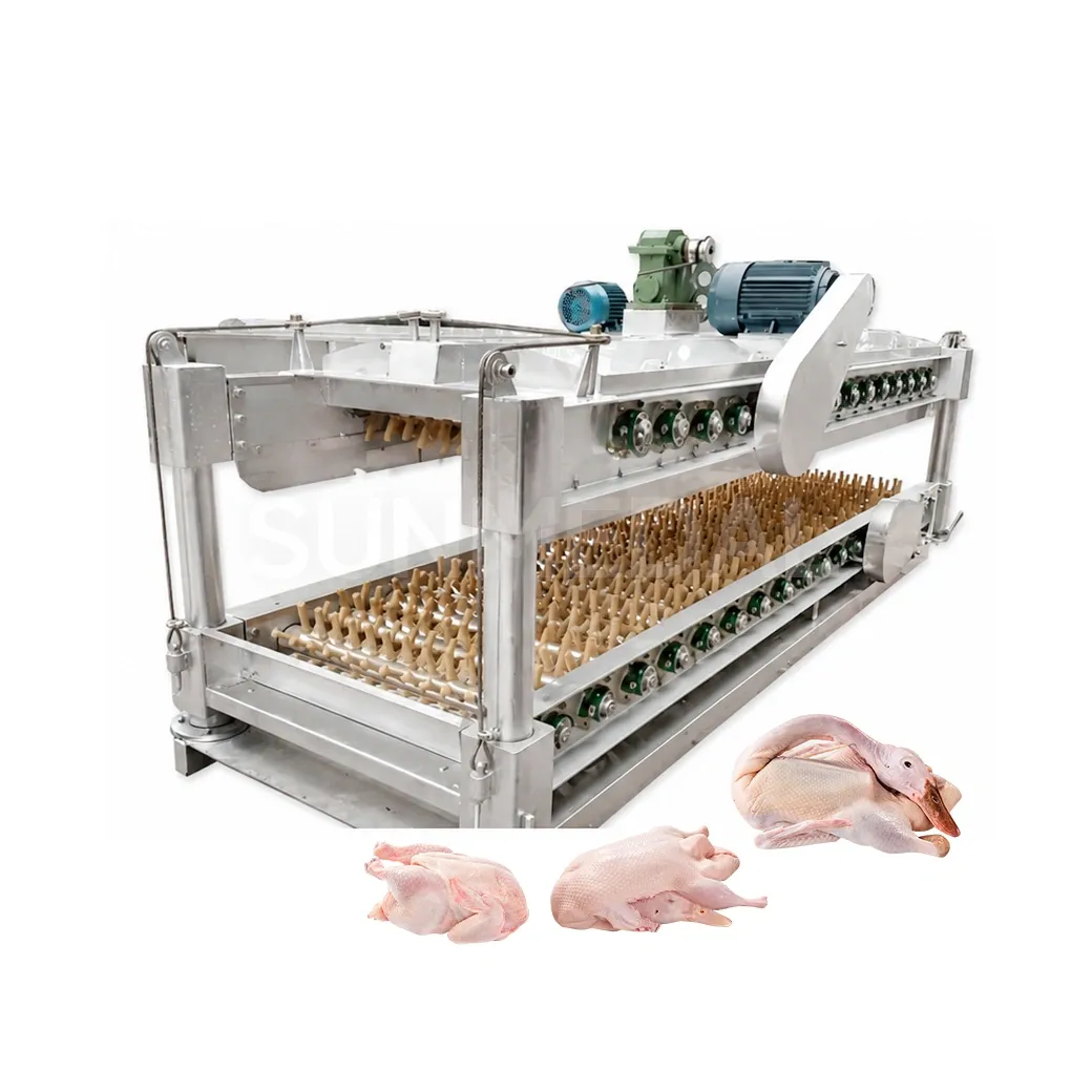 La máquina de desplumado horizontal de cama plana P/WTJ-900 es adecuada para desplumar pollos y patos sacrificados - Máquina de desplumado de aves de corral - foodmachtech