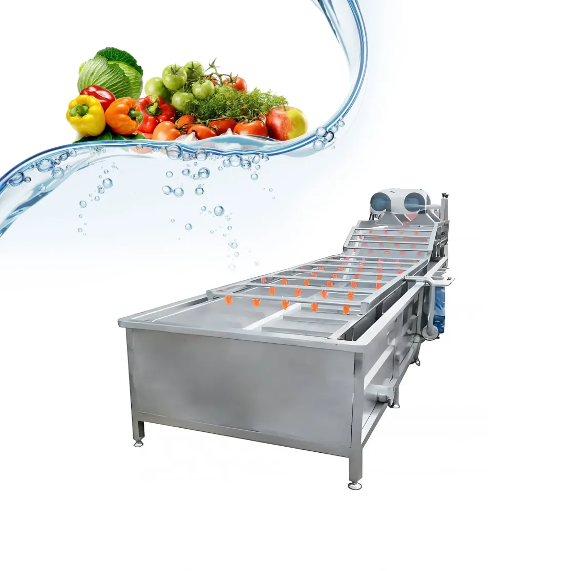 ステンレス钢商业フルーツ洗濯机 - コンベヤーベルト - foodmachtech