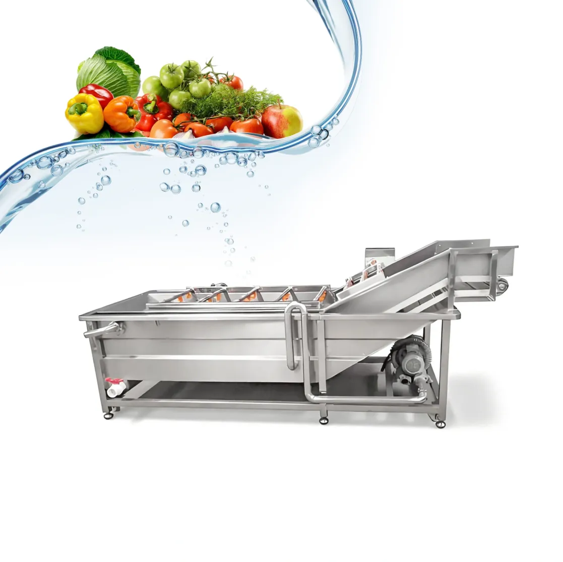 ステンレス钢商业フルーツ洗濯机 - コンベヤーベルト - foodmachtech