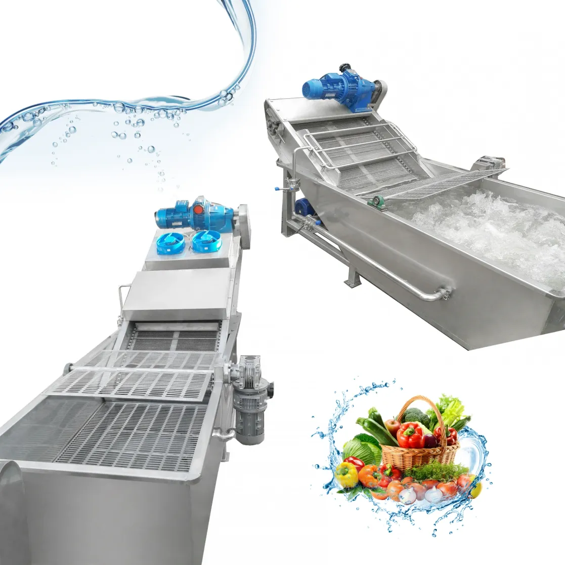 ステンレス钢商业フルーツ洗濯机 - コンベヤーベルト - foodmachtech