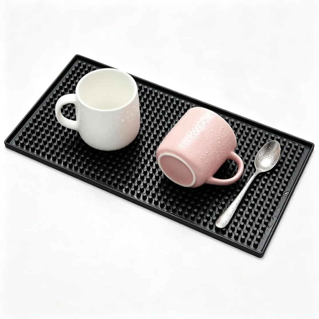 Estera de barra negra pequeña para la estera de derrame de la barra casera para la cocina del camarero del cóctel, mantiene su superficie de la barra limpia y seca - Vajilla - foodmachtech