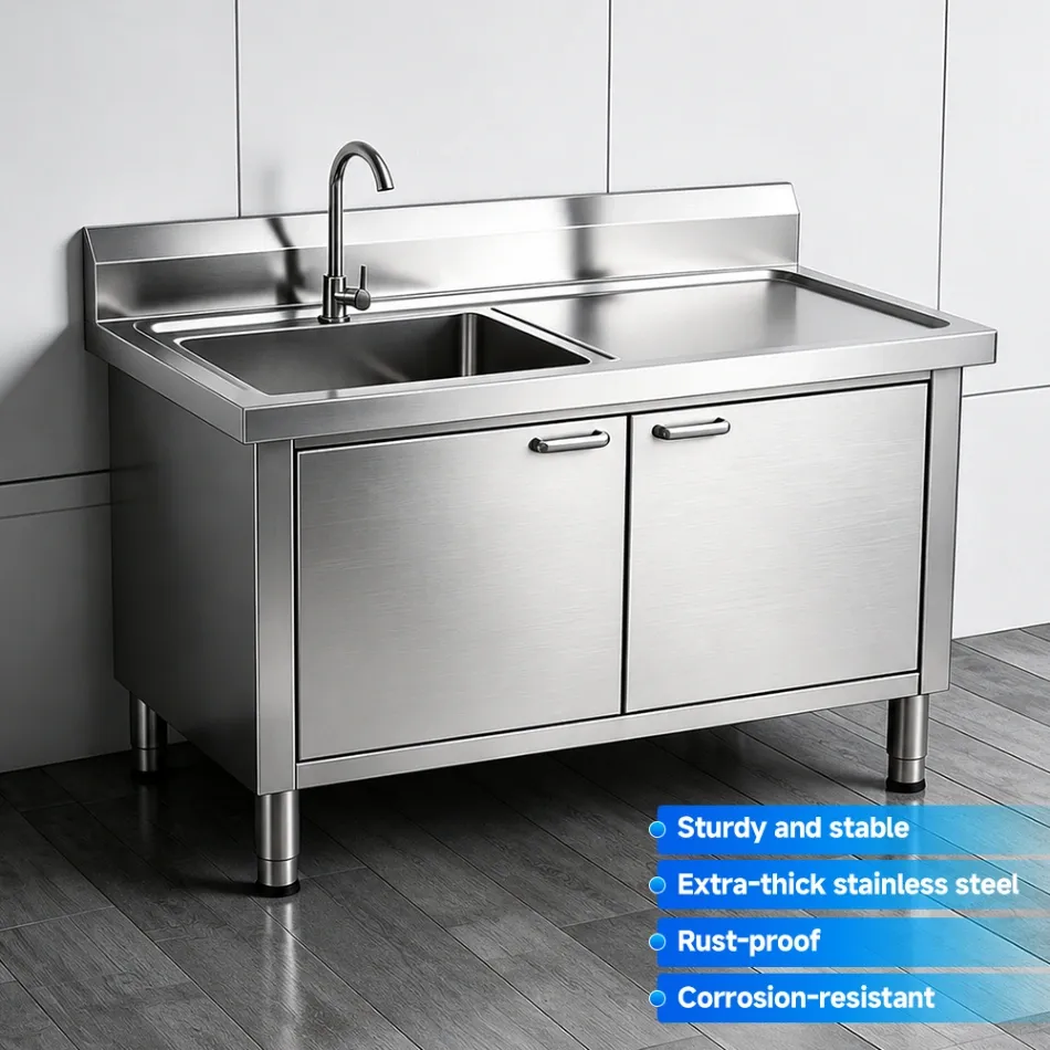 Fregadero de cocina comercial independiente de acero inoxidable con grifo - Lavabo de lavado vegetal - foodmachtech