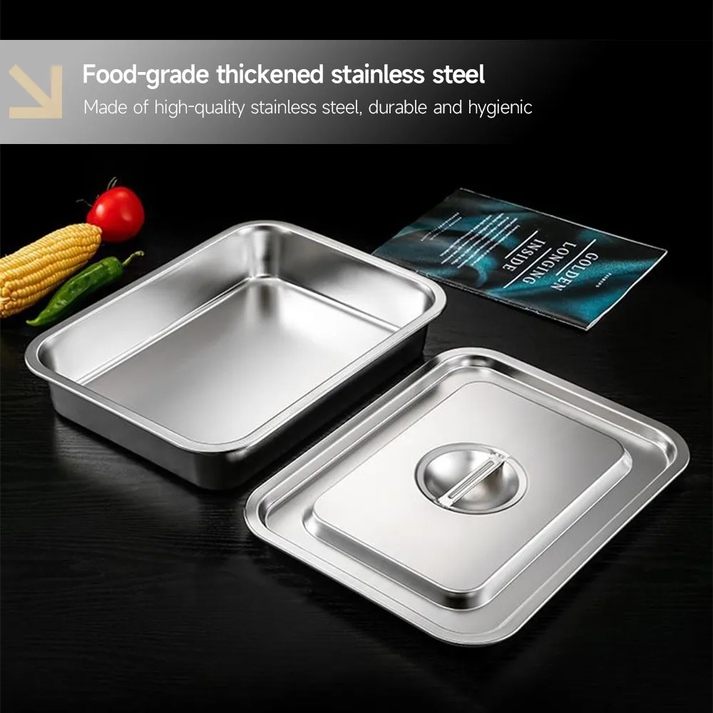 Quadratisches Edelstahl becken mit Abdeckung - Küchenutensilien - Food Mach Tech