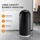 Bocca rotonda aperta Cestino nero | Cestino per spazzatura commerciale per ufficio, hall dell'hotel, con design a sacco nascosto - Utensili da cucina - foodmachtech