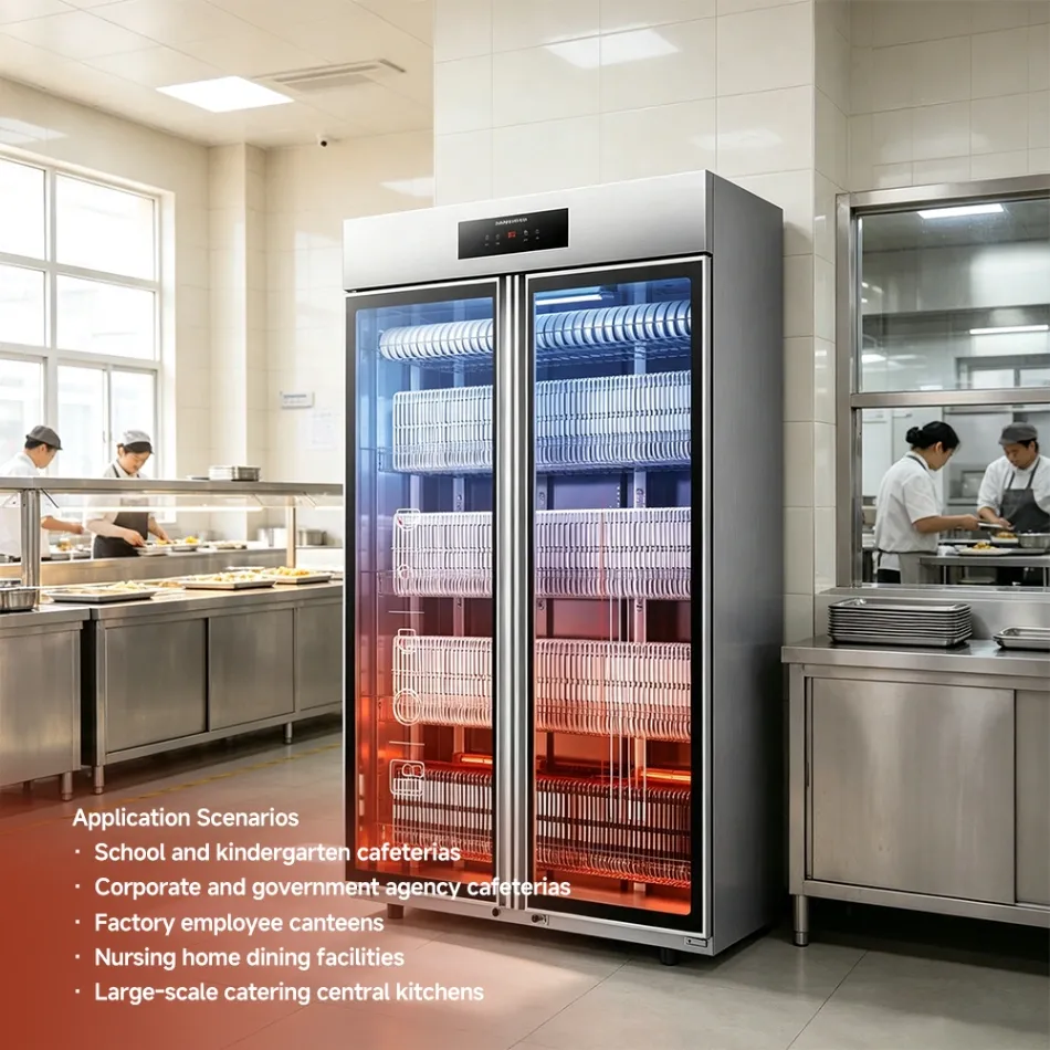 Gabinete vertical comercial de la desinfección de la capacidad grande - Caso de exhibición - foodmachtech