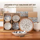 Juego de regalo de tazón y plato de cerámica de estilo japonés | 4 cuencos 4 cucharas 4 pares de palillos 2 platos - Vajilla - foodmachtech