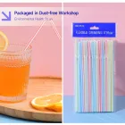 Pajitas de beber de la raya clásica flexible, 100 Pcs por paquete - Consumibles - foodmachtech