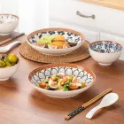 Juego de regalo de tazón y plato de cerámica de estilo japonés | 4 cuencos 4 cucharas 4 pares de palillos 2 platos - Vajilla - foodmachtech