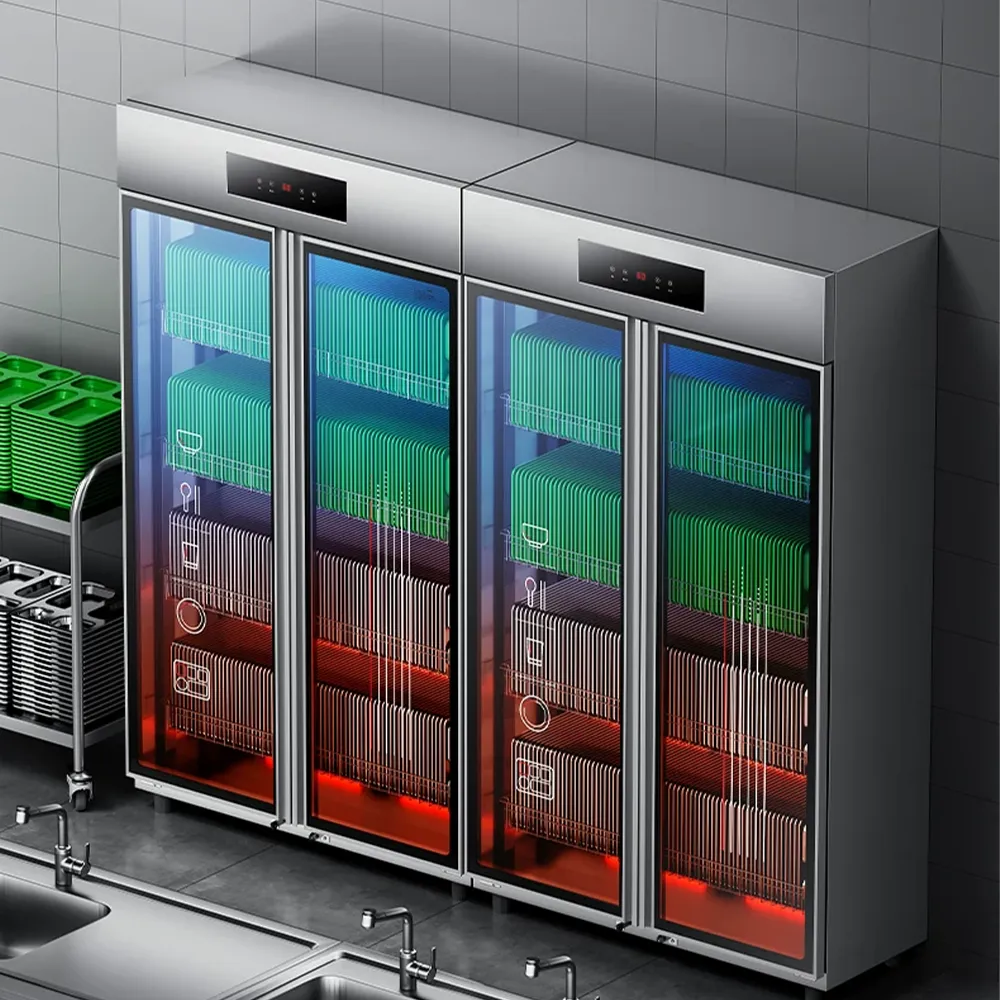 Gabinete vertical comercial de la desinfección de la capacidad grande - Caso de exhibición - foodmachtech