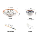 Juego de regalo de tazón y plato de cerámica de estilo japonés | 4 cuencos 4 cucharas 4 pares de palillos 2 platos - Vajilla - foodmachtech