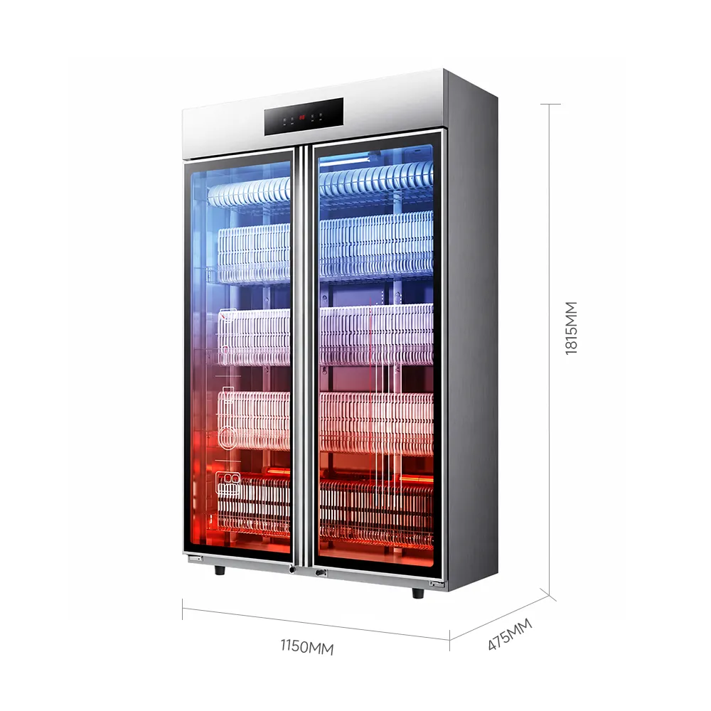 Gabinete vertical comercial de la desinfección de la capacidad grande - Caso de exhibición - foodmachtech