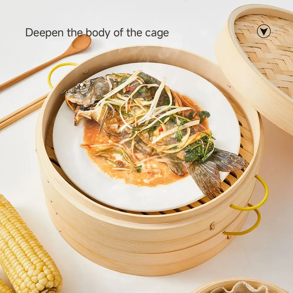 Cesta de vapor de bambú-perfecta para cocido al vapor bollos, verduras, arroz y mariscos - Utensilios de cocina - foodmachtech