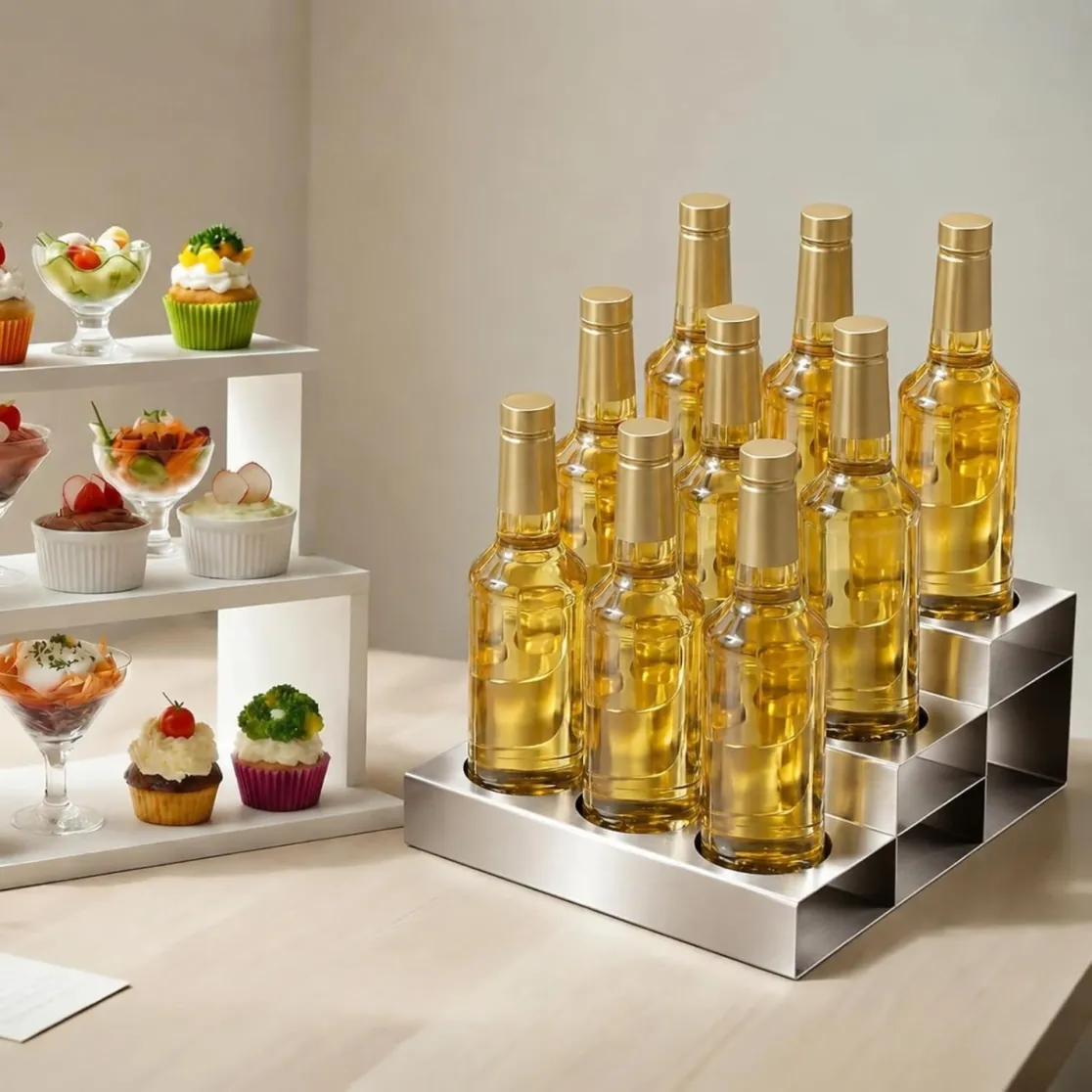 3-Tier 9-Bottiglie di Sciroppo Rack per Bar Liquor Bottiglia di Display, Scaffale Organizer, Contenitore Contenitore - Stoviglie - foodmachtech