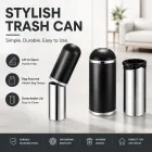 Bocca rotonda aperta Cestino nero | Cestino per spazzatura commerciale per ufficio, hall dell'hotel, con design a sacco nascosto - Utensili da cucina - foodmachtech