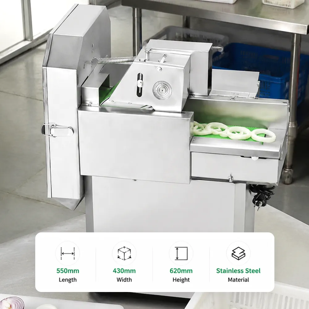 Máquina cortadora de vegetales y chile comercial de doble frecuencia | Cortador de acero inoxidable para cocina comercial - Cortador de verduras - foodmachtech