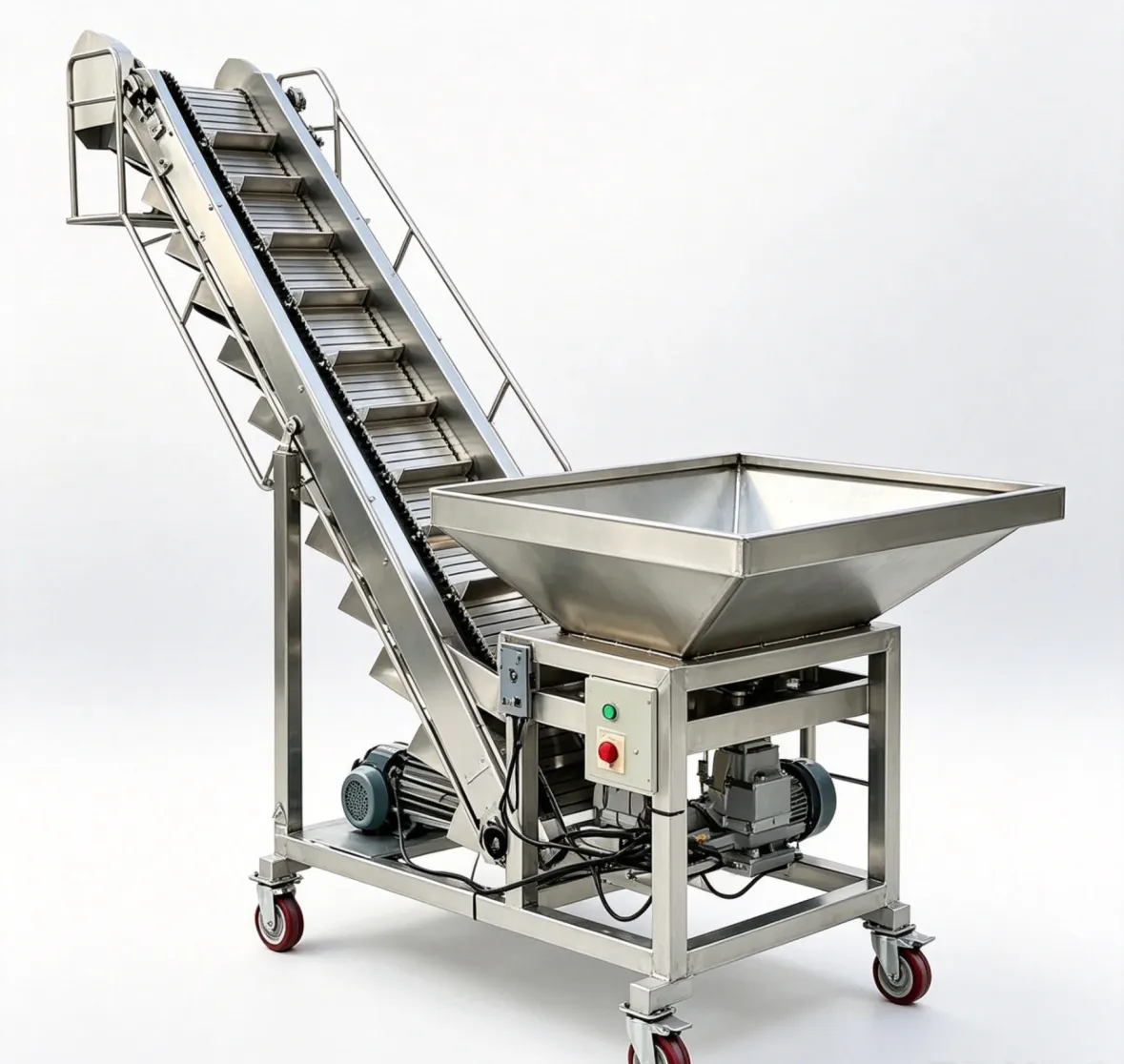 สายพานลำเลียงถังลำเลียงแบบเอียง - รอกสำหรับแขวน - foodmachtech