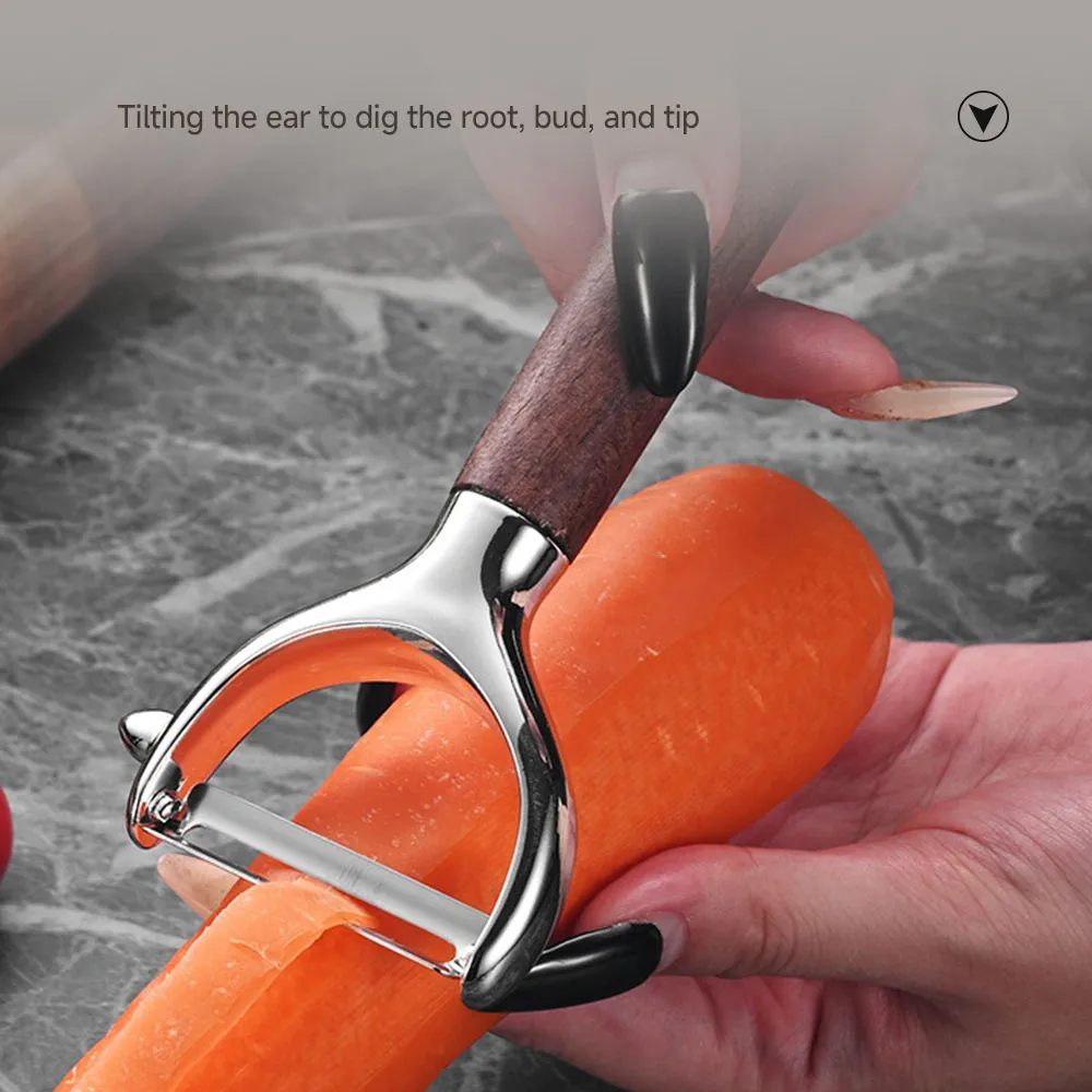 Peeler in acciaio inossidabile premium con manico in legno, utensile da cucina multiuso affilato per verdure, frutta, patate - Utensili da cucina - foodmachtech