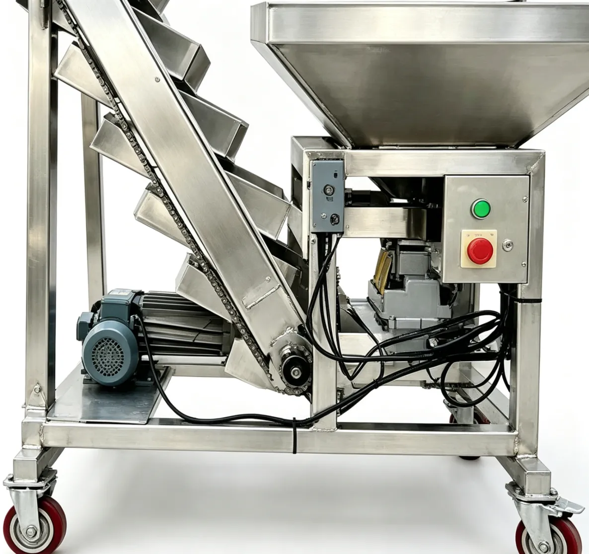 สายพานลำเลียงถังลำเลียงแบบเอียง - รอกสำหรับแขวน - foodmachtech