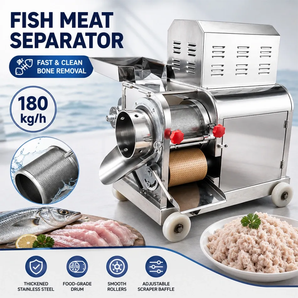Máquina de fileteado de pescado comercial, colector de carne de pescado de acero inoxidable para fábrica y planta de procesamiento - Trituradora - foodmachtech