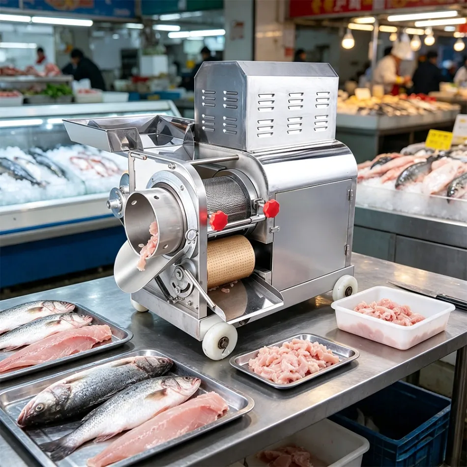 Máquina de fileteado de pescado comercial, colector de carne de pescado de acero inoxidable para fábrica y planta de procesamiento - Trituradora - foodmachtech