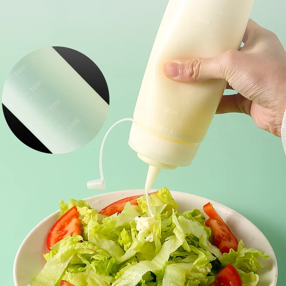 Bottiglie di spremitura per condimento con cappucci a prova di perdita, perfette per la conservazione di olio, miele, condimenti per insalata - Stoviglie - foodmachtech