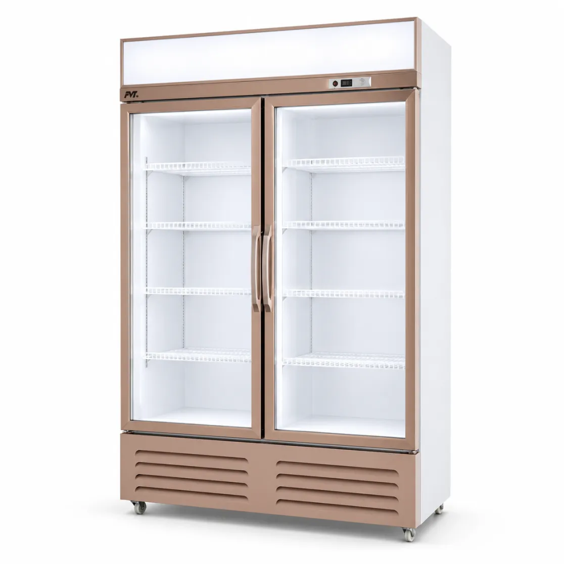 Gabinete de exhibición iluminado de la Doble-Puerta con los estantes ajustables del alambre - Caso de exhibición - foodmachtech