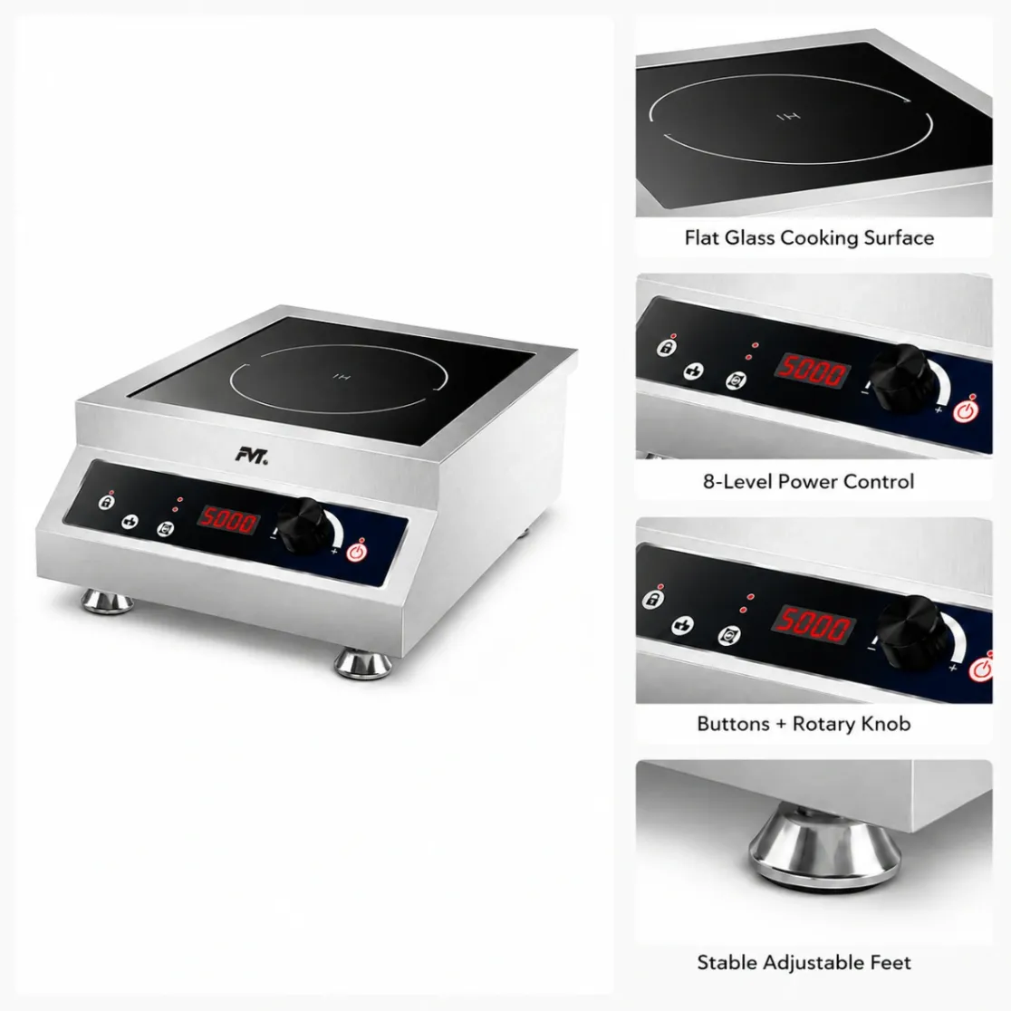 Cooktop de inducción compacto y eficiente para restaurantes y catering - Estufa de quemador único - foodmachtech