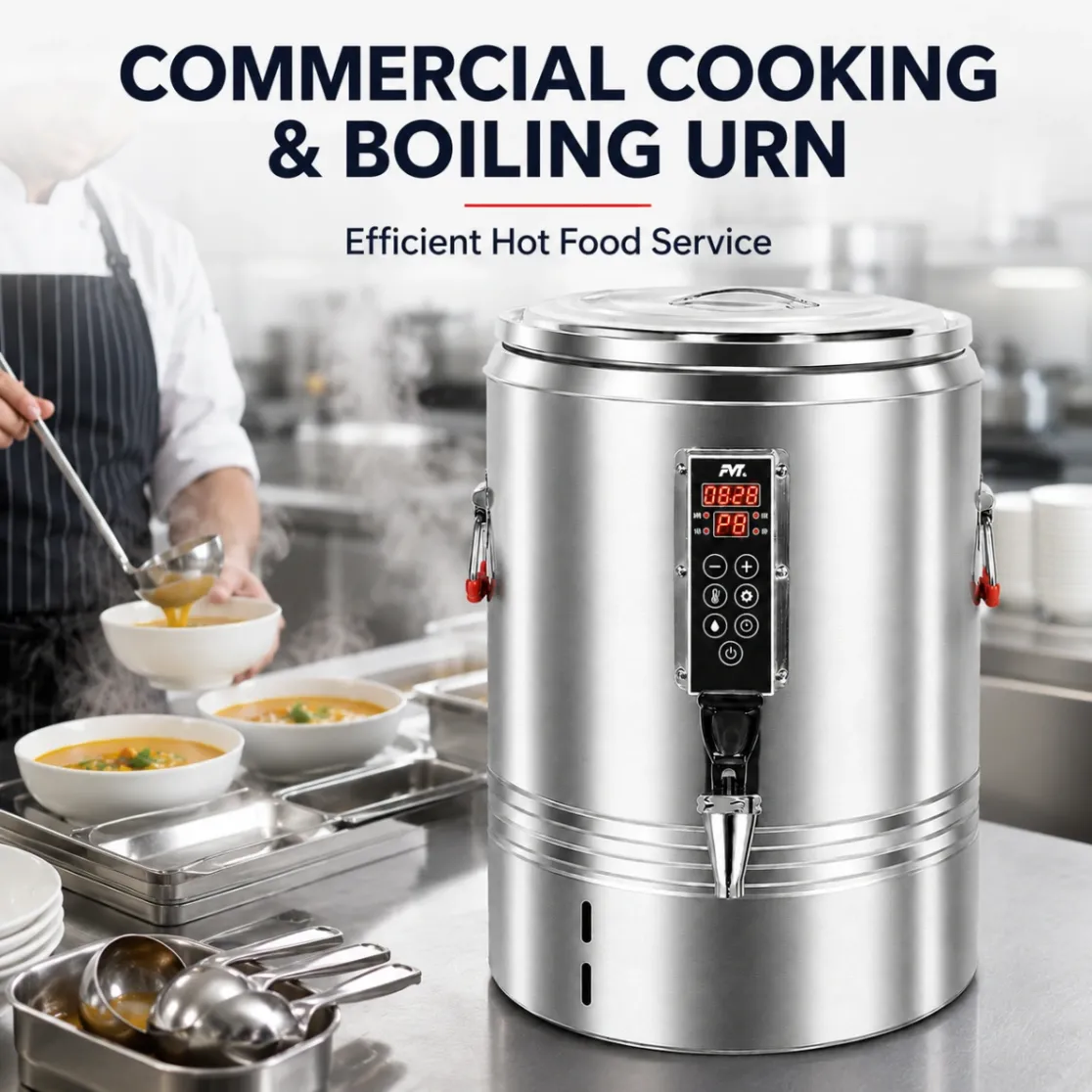 Cocina comercial de acero inoxidable y urna hirviendo con control digital - Sopa Stewing Pot - foodmachtech