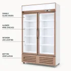 Gabinete de exhibición iluminado de la Doble-Puerta con los estantes ajustables del alambre - Caso de exhibición - foodmachtech