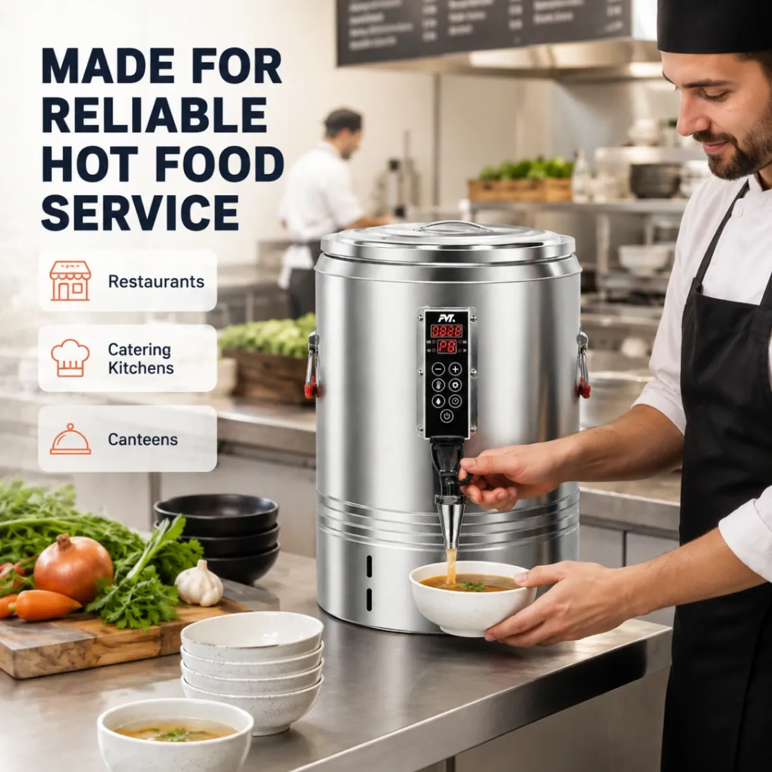 Cocina comercial de acero inoxidable y urna hirviendo con control digital - Sopa Stewing Pot - foodmachtech