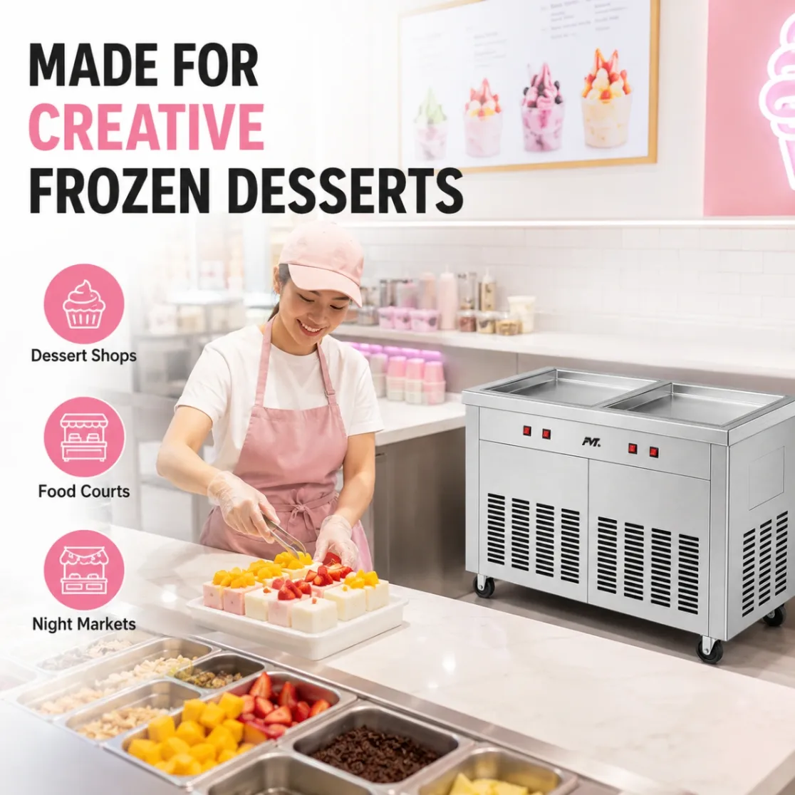 Fabricante de yogurt congelado de corte grueso comercial de 2 bandejas - Máquina del helado - foodmachtech