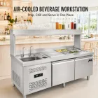 Estación de trabajo refrigerada profesional de la bebida, preparación toda junto de la bebida del acero inoxidable y contador de la exhibición - Caso de exhibición - foodmachtech