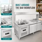 Estación de trabajo refrigerada profesional de la bebida, preparación toda junto de la bebida del acero inoxidable y contador de la exhibición - Caso de exhibición - foodmachtech