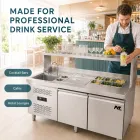 Estación de trabajo refrigerada profesional de la bebida, preparación toda junto de la bebida del acero inoxidable y contador de la exhibición - Caso de exhibición - foodmachtech