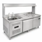 Estación de trabajo refrigerada profesional de la bebida, preparación toda junto de la bebida del acero inoxidable y contador de la exhibición - Caso de exhibición - foodmachtech