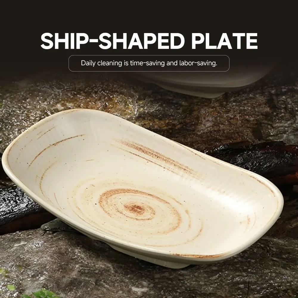 ‌Élégante assiette de service en forme de bateau - Vaisselle - foodmachtech