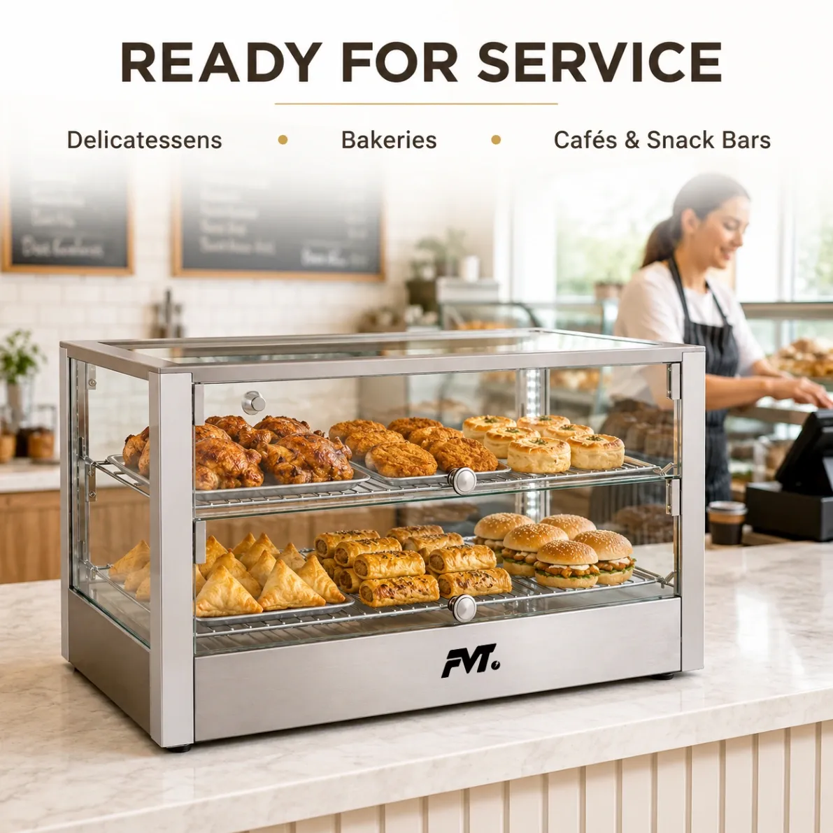 Tischplatte beheizte Lebensmittel vitrine Kommerzielles Gebäck Warmer Showcase - Vitrine - Food Mach Tech